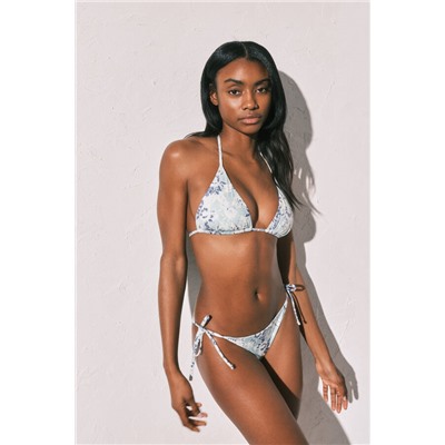 Top bikini trinagular cortina estampado Tie Dye verde