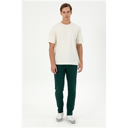 Erkek Comfort Fit Bisiklet Yaka Krem Tişört