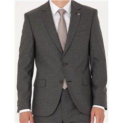 Çizgili Kahverengi Ekstra Slim Fit Takım Elbise