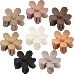 Hair Claw Clips, 8PCS Flower Hair Clips, Large Claw Clips for Women Thick Hair, Big Cute Dasiy Hair Clips, Non Slip Strong Hold for Women, Hair Accessories for Women Girls Gifts 8 Colors