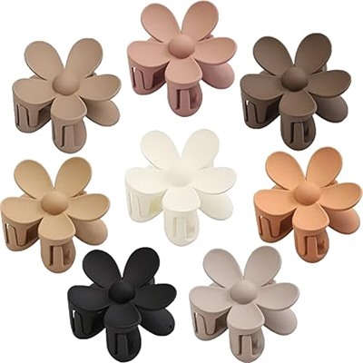 Hair Claw Clips, 8PCS Flower Hair Clips, Large Claw Clips for Women Thick Hair, Big Cute Dasiy Hair Clips, Non Slip Strong Hold for Women, Hair Accessories for Women Girls Gifts 8 Colors