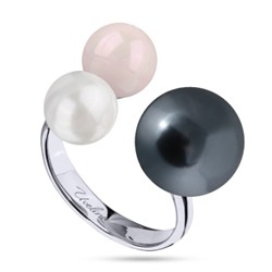 Кольцо Акварель (Майорка 8-12мм белая, розовая, темно-серая; родий), Есть комплект