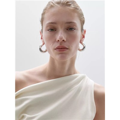 Top drapeado detalle nudo algodón