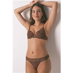 Tanga encaje cintura marrón