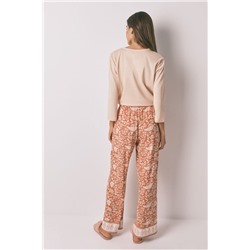 Pantalón largo viscosa flores naranja