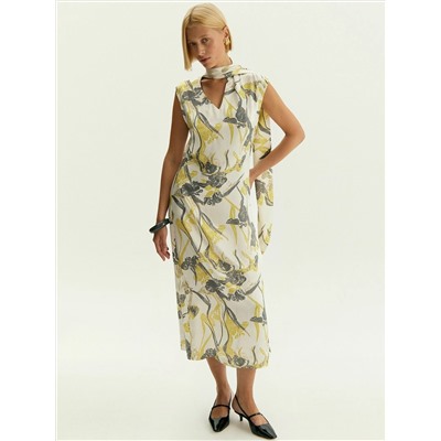 Платье миди из 100% вискозы с цветочным принтом, PL1740/narcis