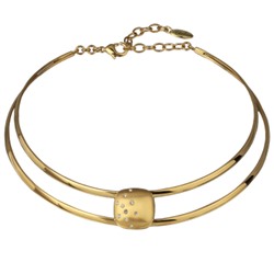 Колье Геометрия (кристаллы SW белые; покрытие сатиновое золото) 36-38см, Есть комплект