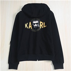 Kar*l Lagerfel*d 🐈‍⬛ мужское худи  на молнии с капюшоном, вышитый логотип из страз на груди,  объемная печать на спине. Большой размерный ряд. Экспорт, цена на бирке 520