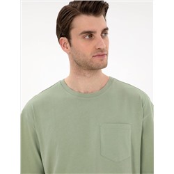 Yeşil Comfort Fit Basic Tişört