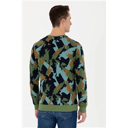 Erkek Yeşil Bisiklet Yaka Sweatshirt