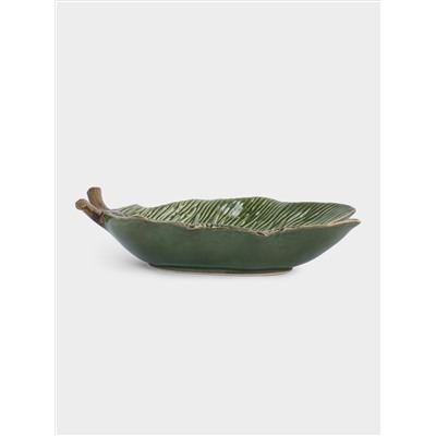 Блюдо, 23х15 см, керамика D, зеленое, Шишки на еловой ветке, Fir branch