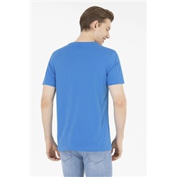 Erkek Saks Basic Bisiklet Yaka Tişört