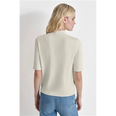 MOCK NECK LOGO SWEATER