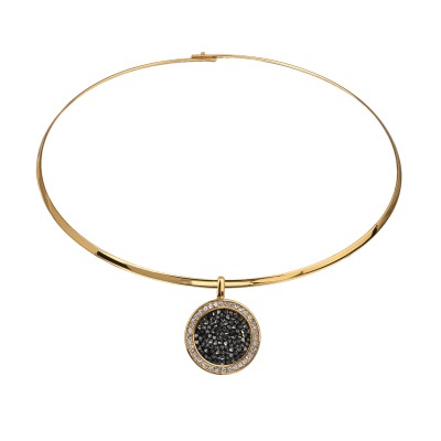 Колье Галактика (кристаллы SW темно-серые; покрытие золото) 42см, Есть комплект