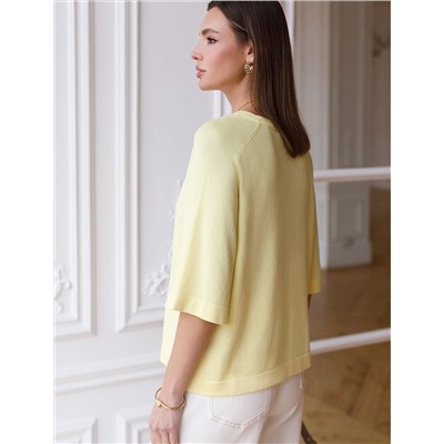 Свободный джемпер с рукавом 3/4 тонкой вязки из вискозы