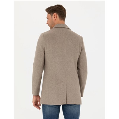 Bej Ex. Slim Fit Kaşe Kaban