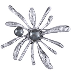 Брошь Вспышка 11см (Майорка 12-16мм темно-серая; родий), Есть комплект