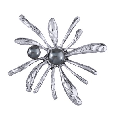 Брошь Вспышка 11см (Майорка 12-16мм темно-серая; родий), Есть комплект