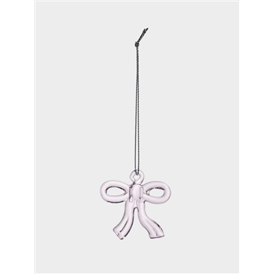 Игрушка елочная, 5 см, стекло, розовая, Бантик, Event