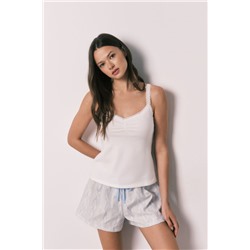 Pijama corto tirantes algodón blanco