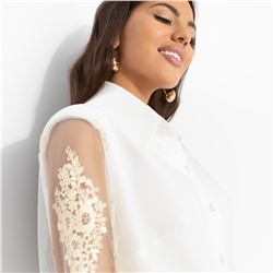 Жакет на подплечниках, Даю автограф (айвори, с поясом)