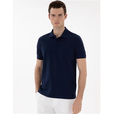 Lacivert Regular Fit %100 Pamuk Polo Yaka Basic Tişört