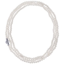 Колье (жемчуг белый 8-9мм, фианитов; покрытие родий) 200см, Есть комплект