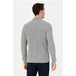 Erkek Gri Melanj Triko Hırka