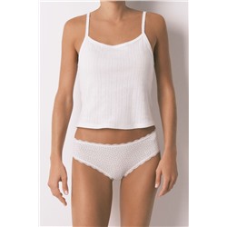 Braga clásica ancha algodón blanca estampado puntos