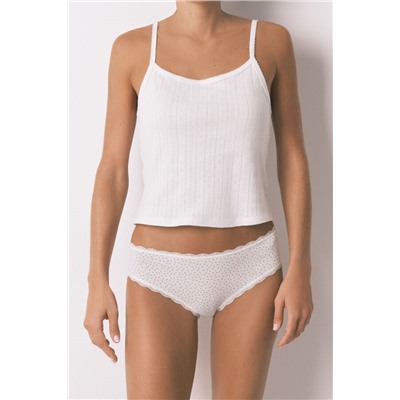 Braga clásica ancha algodón blanca estampado puntos