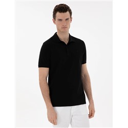 Siyah Regular Fit %100 Pamuk Polo Yaka Basic Tişört