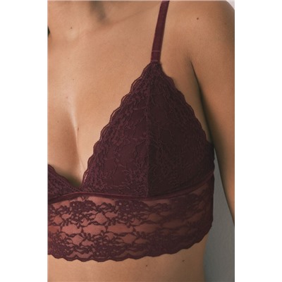 Bralette triangular LOVELY encaje burdeos