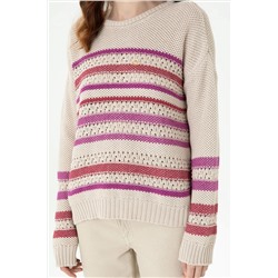 Kadın Krem Bisiklet Yaka Kazak