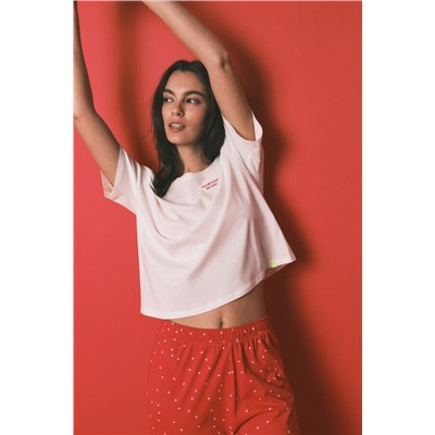 Pijama largo 100% algodón estampado blanco