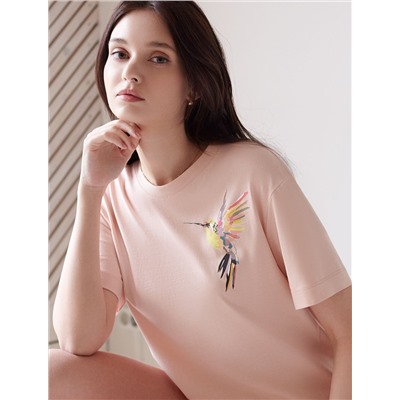 Футболка с принтом свободная из премиального 100% хлопка