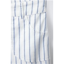STRIPED LINEN BLEND TROUSERS