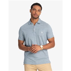 PRINTED END-ON-END STRIPED POLO SHIRT