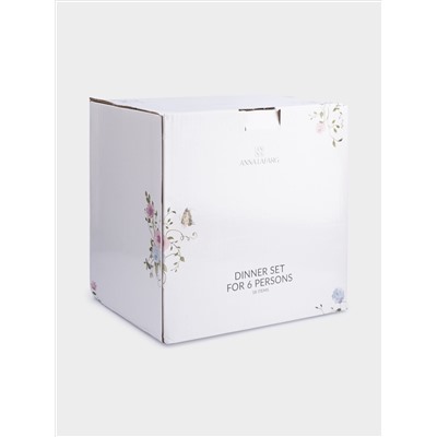 Сервиз обеденный, 6 перс, 18 пр, фарфор F, белый, Цветы, Gentle garden