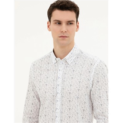 Lacivert Slim Fit Uzun Kollu Gömlek