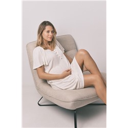 Camisón "maternity" blanco pointelle volante