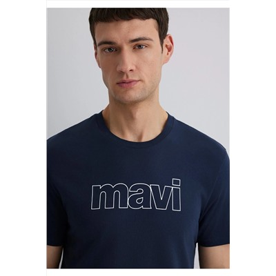 Mavi Logo Baskılı Lacivert Tişört Slim Fit / Dar Kesim 065781-28417