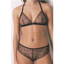 Braga ancha brasileña tul bordado negro