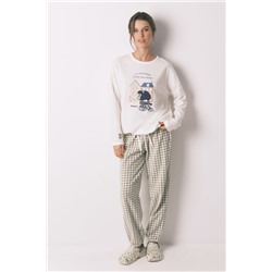Pijama largo polar Mafalda cuadros vichy