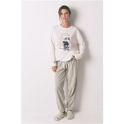 Pijama largo polar Mafalda cuadros vichy