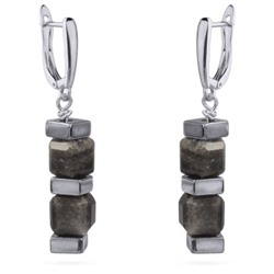 Серьги Терра (агат; покрытие родий), Есть комплект