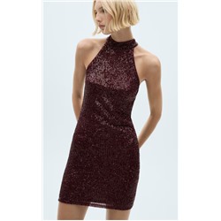 Vestido lentejuelas cuello halter