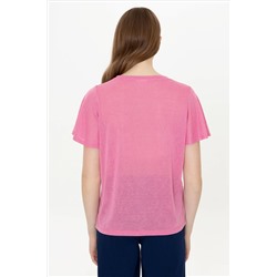 Kadın Pembe Bisiklet Yaka Tişört