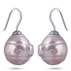 Серьги (Майорка 14мм барочная светло-сиреневая; покрытие родий), Есть комплект