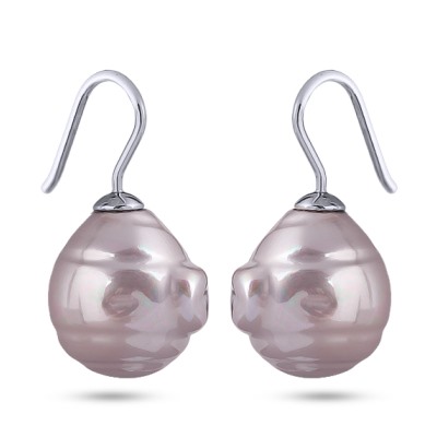 Серьги (Майорка 14мм барочная светло-сиреневая; покрытие родий), Есть комплект