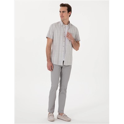 Gri Slim Fit Kanvas Pantolon